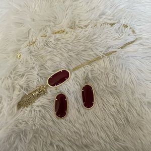 Kendra Scott Maroon Necklace and Earrings Set